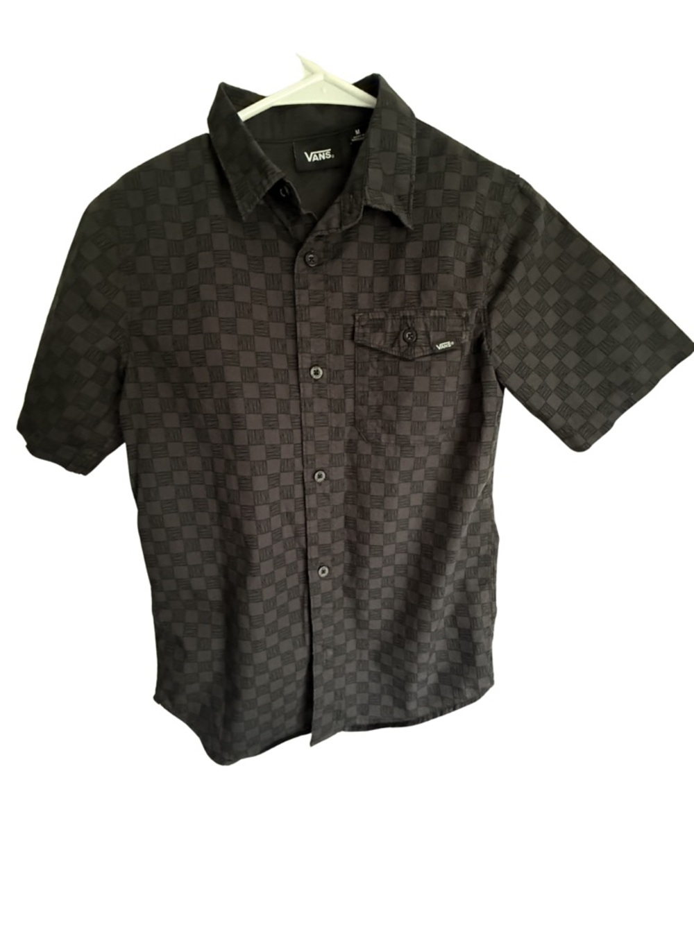 Vans Black Short-Sleeve Checker Button-Down Shirt